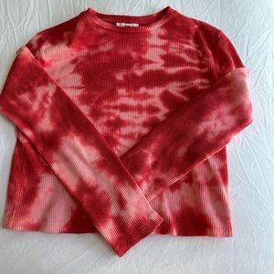 Topshop cropped tie dye shirt long sleeves sz 4